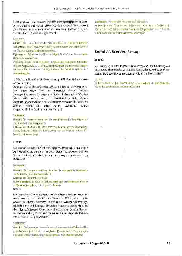 Vorschauseite 5: Arbeitsvorschläge zum Thema „Vitalzeichen - Kommentare und Lösungen