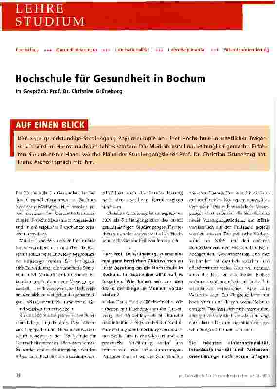 Vorschauseite 1: Hochschule für Gesundheit in Bochum