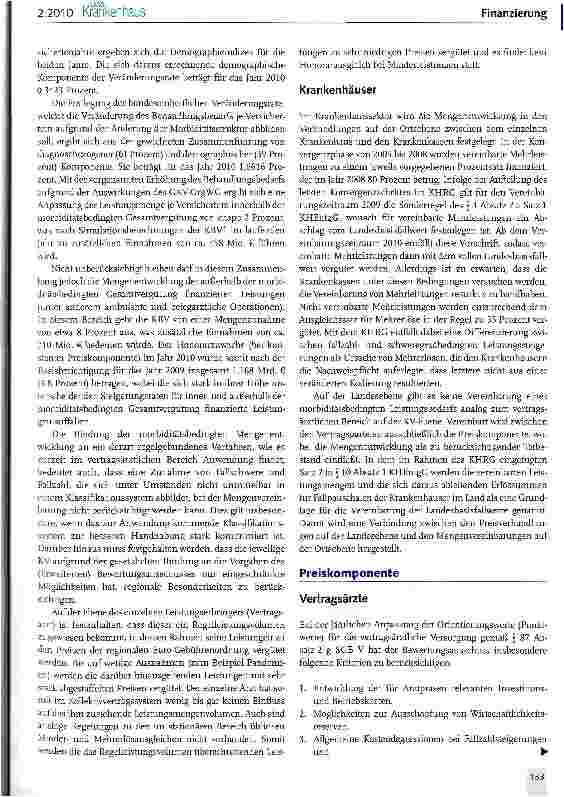 Vorschauseite 3: Berücksichtigung der Morbiditäts-entwicklung in der vertragsärztlichen Vergütung und der Krankenhausfinanzierung