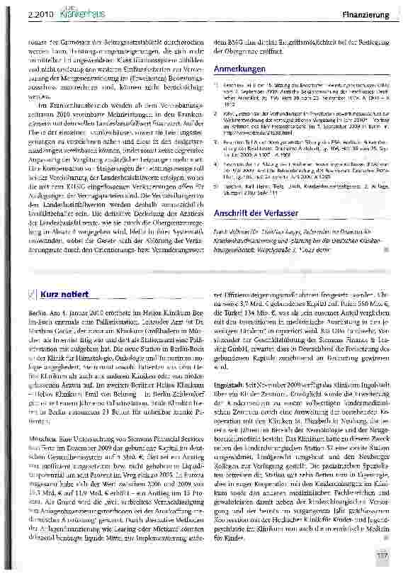 Vorschauseite 6: Berücksichtigung der Morbiditäts-entwicklung in der vertragsärztlichen Vergütung und der Krankenhausfinanzierung