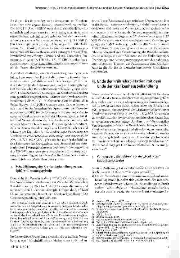 Vorschauseite 5: Die Frührehabilitation im Krankenhaus und das Ende der Krankenhausbehandlung: Regelungsdilemma oder Scheindiskussion?