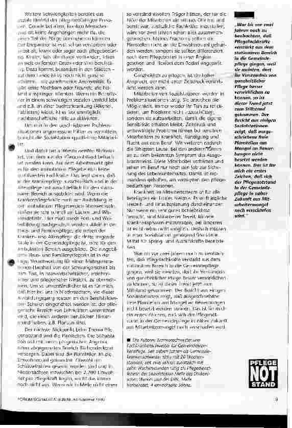 Vorschauseite 2: Pflegenotstand in der Gemeindekrankenpflege Zeitdruck führt zur Flucht aus dem Beruf