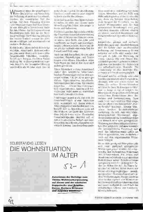 Vorschauseite 1: Die Wohnsituation im Alter Selbständig leben