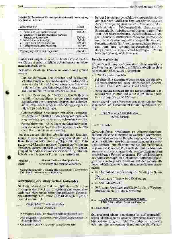 Vorschauseite 6: Personalbedarfsermittlung für Hebammen/Entbindungshelfer