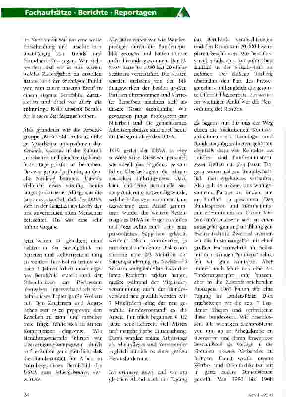 Vorschauseite 3: 25 Jahre Deutscher Berufsverband für Altenpflege e.V.
