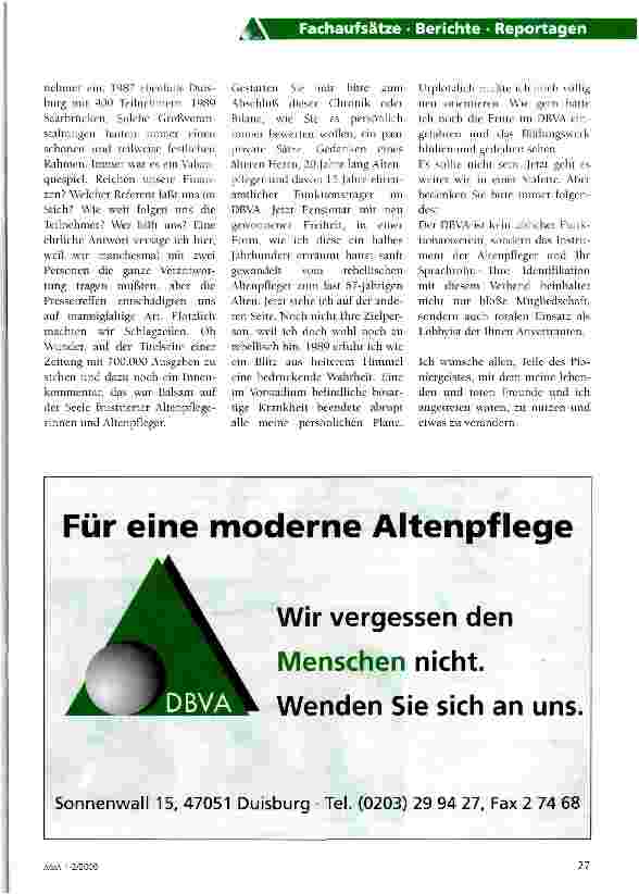 Vorschauseite 6: 25 Jahre Deutscher Berufsverband für Altenpflege e.V.