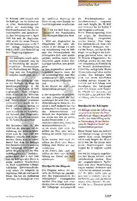 Vorschauseite 2: Rückzahlung der Kosten bei Weiterbildung im Rahmen des Personalbedarfs Streitpunkt Kostenübernahme