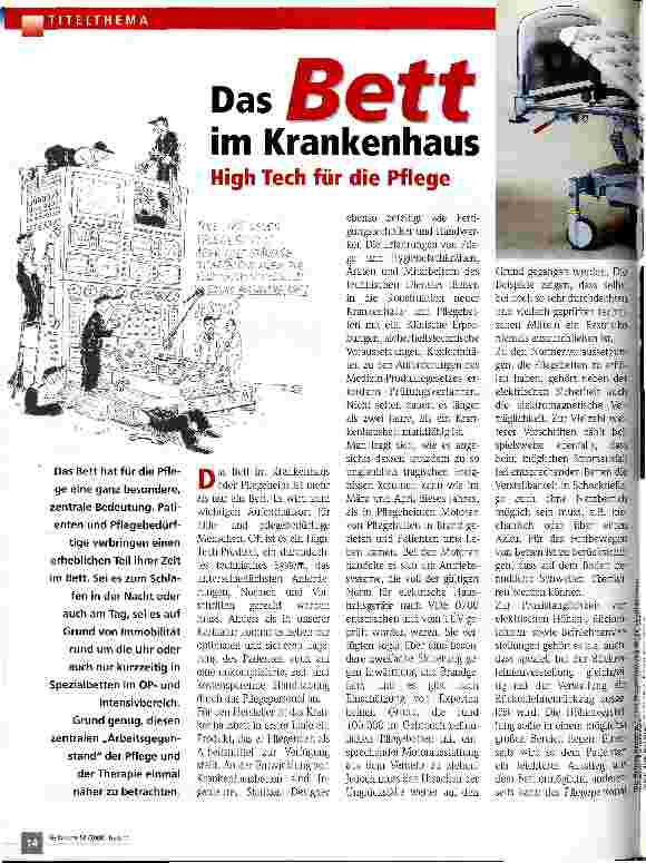 Vorschauseite 1: Das Bett im Krankenhaus High Tech für die Pflege
