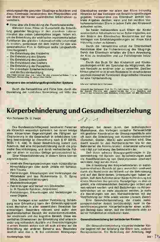 Vorschauseite 1: Körperbehinderung und Gesundheitserziehung