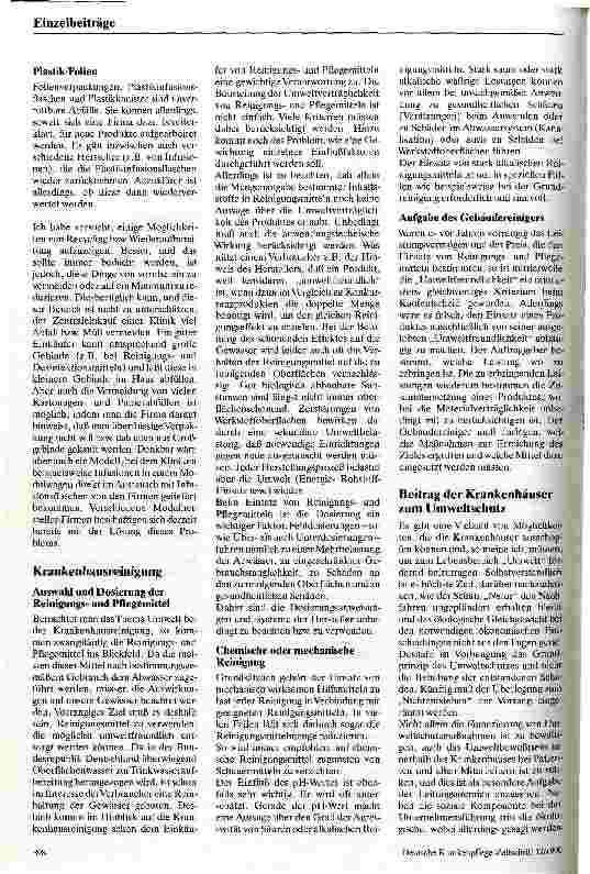 Vorschauseite 3: Umweltschutz im Krankenhaus - Illussion oder realisierbarer Weg?