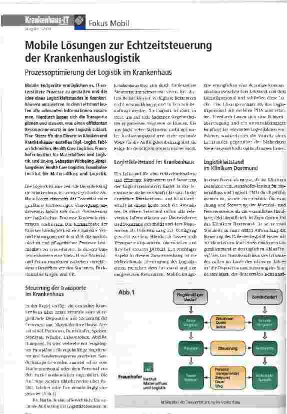 Vorschauseite 1: Mobile Lösungen zur Echtzeitsteuerung der Krankenhauslogistik
