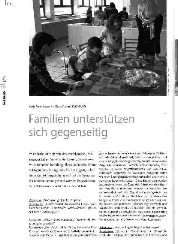 Vorschauseite 1: Familien unterstützen sich gegenseitig