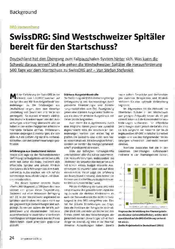 Vorschauseite 1: SwissDRG: Sind Westschweizer Spitäler bereit für den Startschuss?