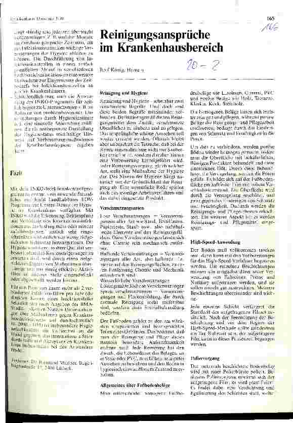 Vorschauseite 1: Reinigungsansprüche im Krankenhausbereich