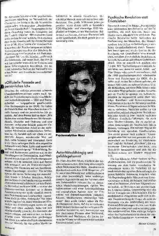 Vorschauseite 2: Innere Mauern DDR-Psychotherapeuten zur Situation in ihrem Land