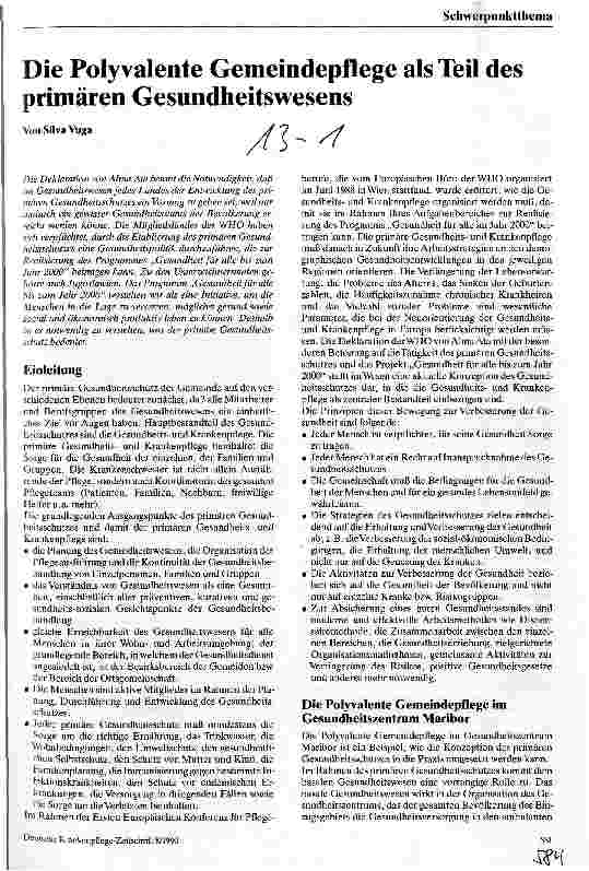 Vorschauseite 1: Die Polyvalente Gemeindepflege als Teil des primären Gesundheitswesens
