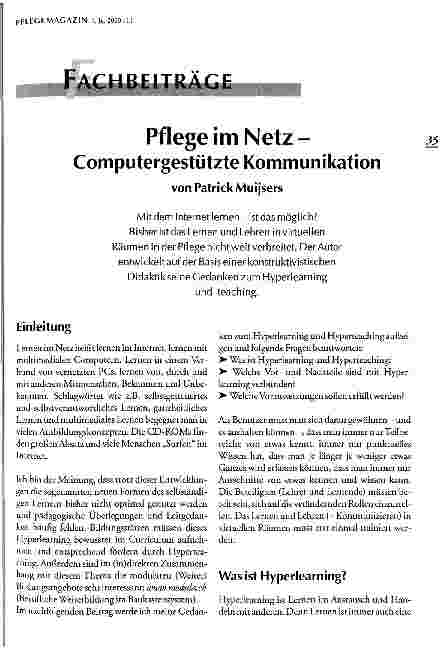 Vorschauseite 1: Pflege im Netz - Computergestützte Kommunikation