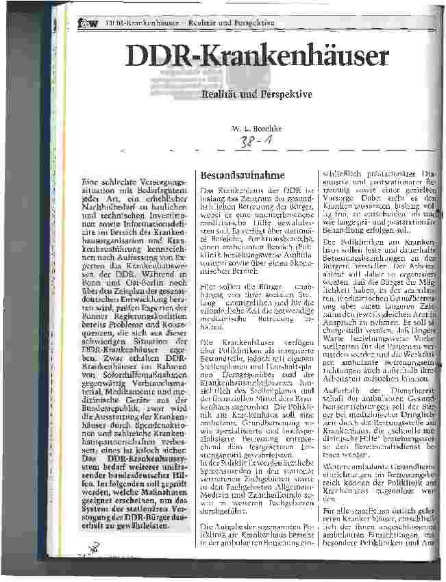 Vorschauseite 1: DDR-Krankenhäuser Realität und Perspektive
