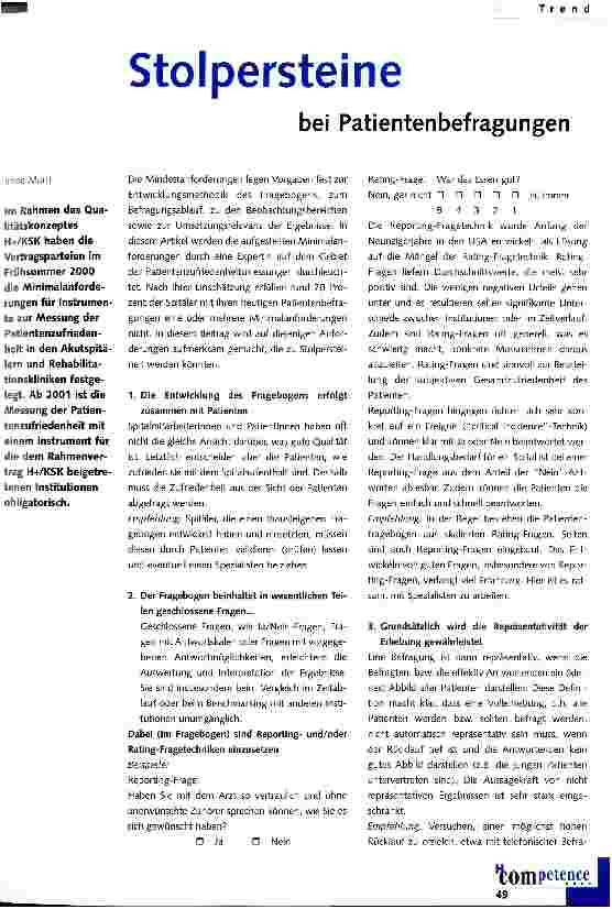 Vorschauseite 1: Stolpersteine bei Patientenbefragungen