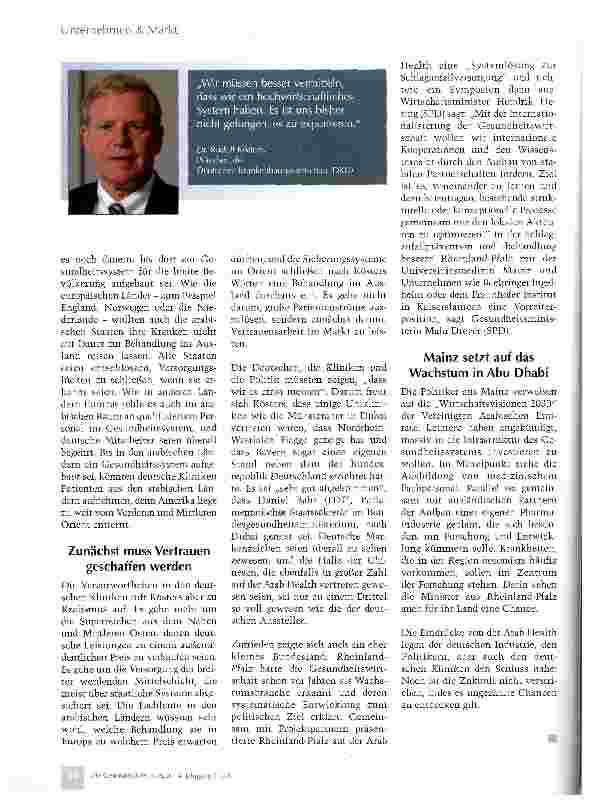 Vorschauseite 3: Amerikaner managen die Kliniken, die Deutschen statten sie aus