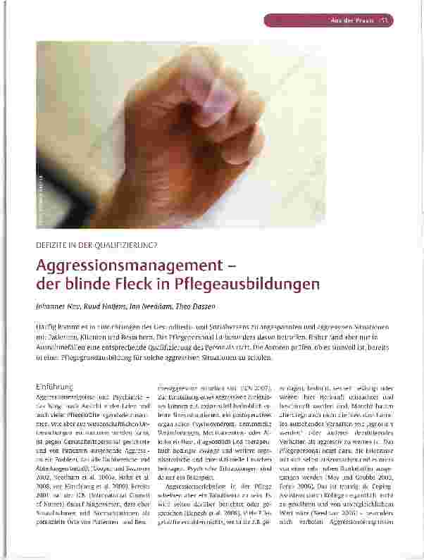 Vorschauseite 1: Aggressionsmanagement - der blinde Fleck in Pflegeausbildungen