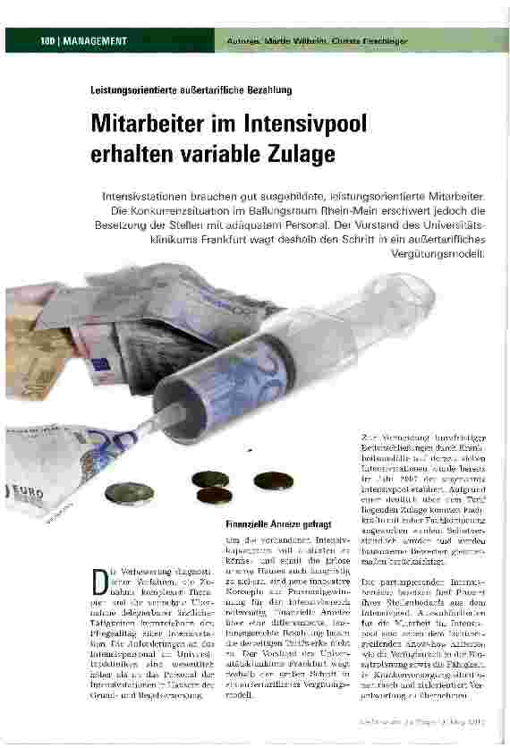 Vorschauseite 1: Mitarbeiter im Intensivpool erhalten variable Zulage