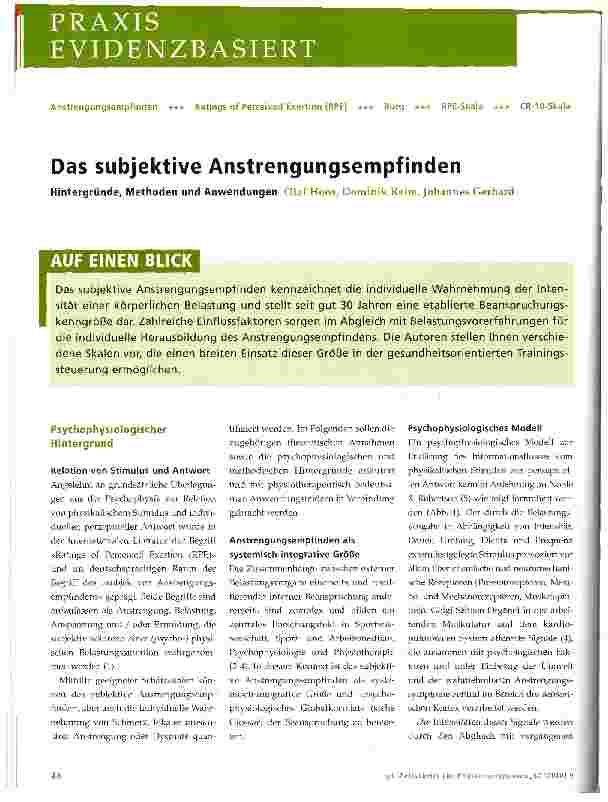 Vorschauseite 1: Das subjektive Anstrengungsempfinden