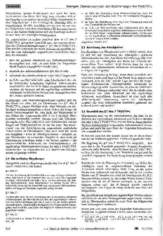 Vorschauseite 2: Überstunden nach den Bestimmungen des TVöD/TV-L