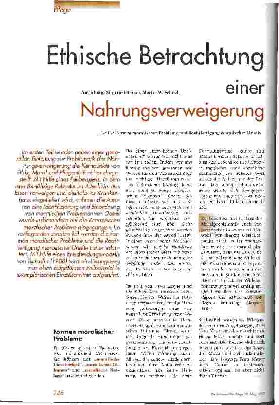 Vorschauseite 1: Ethische Betrachung einer Nahrungsverweigerung