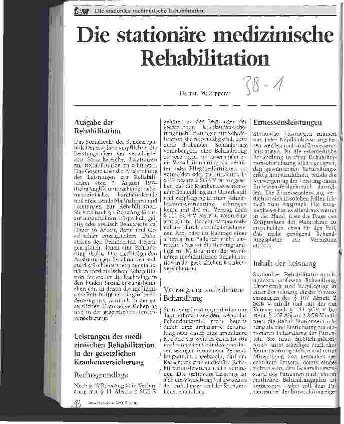 Vorschauseite 1: Die stationäre medizinische Rehabilitation
