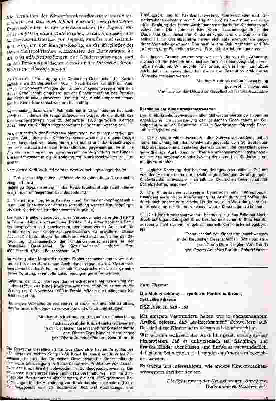 Vorschauseite 2: Deutsche Gesellschaft für Sozialpädiatrie - Fachausschuß der Kinderkrankenschwestern