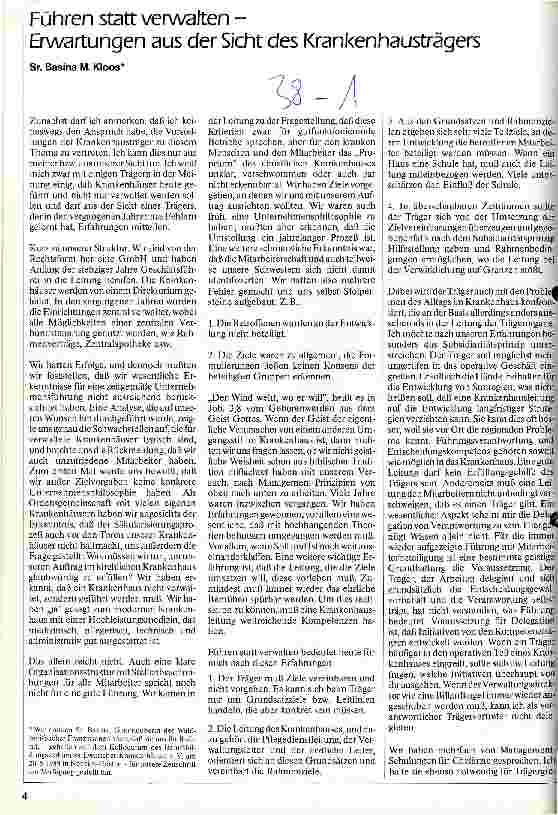 Vorschauseite 1: Führen statt verwalten - Erwartungen aus der Sicht des Krankenhausträgers