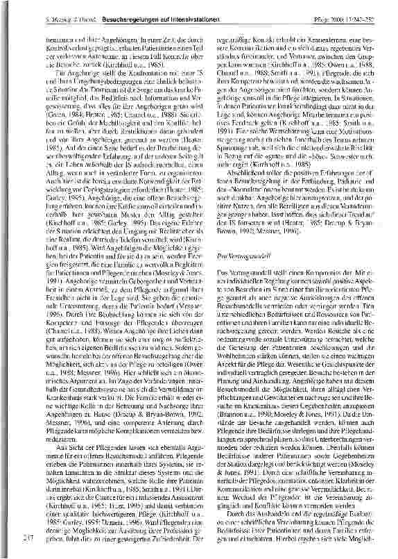 Vorschauseite 6: Besuchsregelungen auf Intensivstationen Eine Literaturstudie englischsprachiger Veröffentlichungen von 1984-1998