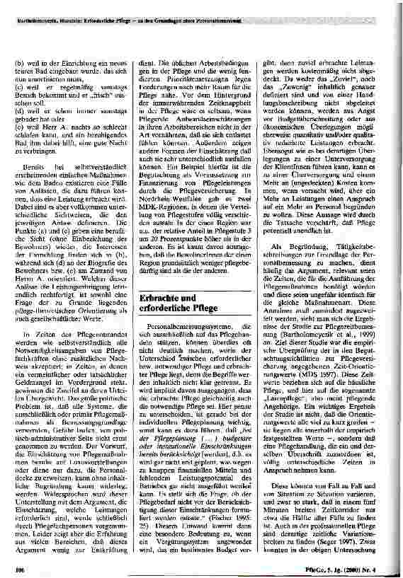 Vorschauseite 2: Erforderliche Pflege - zu den Grundlagen einer Personalbemessung