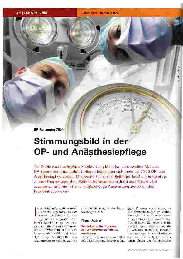 Vorschauseite 1: Stimmungsbild in der OPund Anästhesiepflege