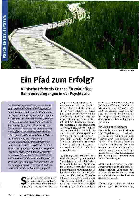 Vorschauseite 1: Ein Pfad zum Erfolg? Klinische Pfade als Chance für zukünftige Rahmenbedingungen in der Psychiatrie