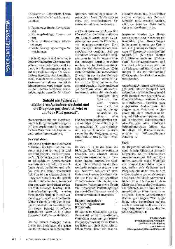 Vorschauseite 3: Ein Pfad zum Erfolg? Klinische Pfade als Chance für zukünftige Rahmenbedingungen in der Psychiatrie