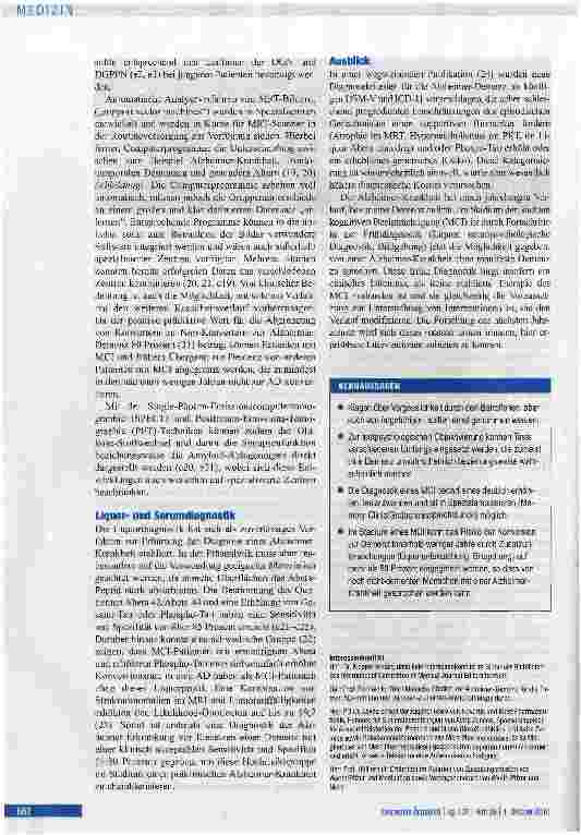 Vorschauseite 6: Neue Entwicklungen in der Demenzdiagnostik