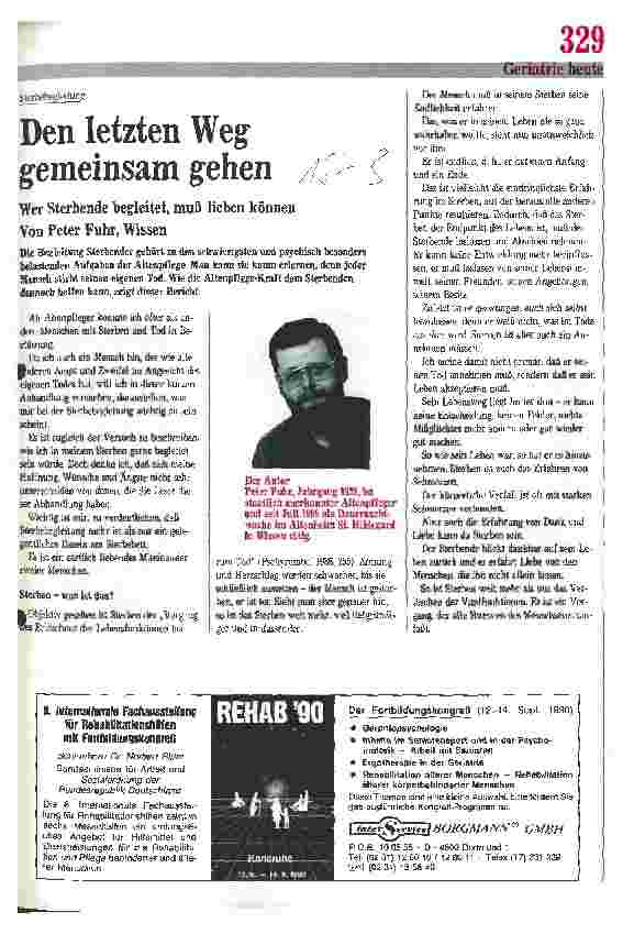 Vorschauseite 1: Sterbebegleitung: Den letzten Weg gemeinsam gehen. Wer Sterbende begleitet muß lieben können.