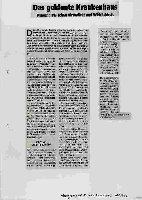 Vorschauseite 1: Das geklonte Krankenhaus Planung zwischen Virtualität und Wirklichkeit