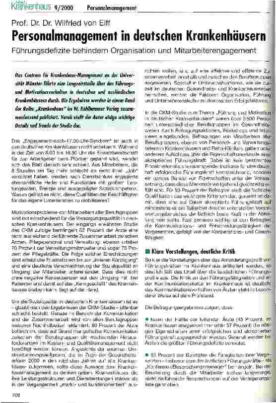 Vorschauseite 1: Personalmanagement in deutschen Krankenhäusern