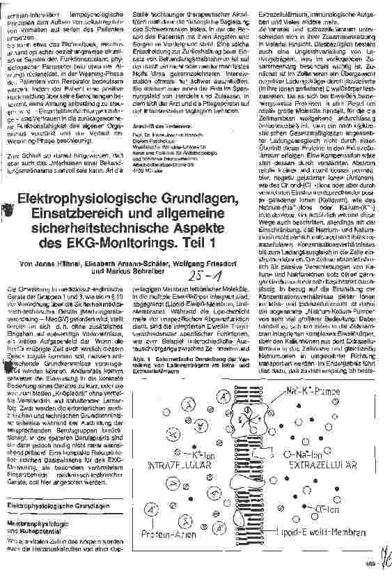 Vorschauseite 1: Elektrophysiologische Grundlagen, Einsatzbereich und allgemeine sicherheitstechnische Aspekte des EKG-Monitorrings - Teil 1