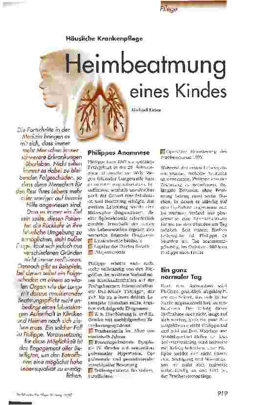 Vorschauseite 1: Heimbeatmung eines Kindes
