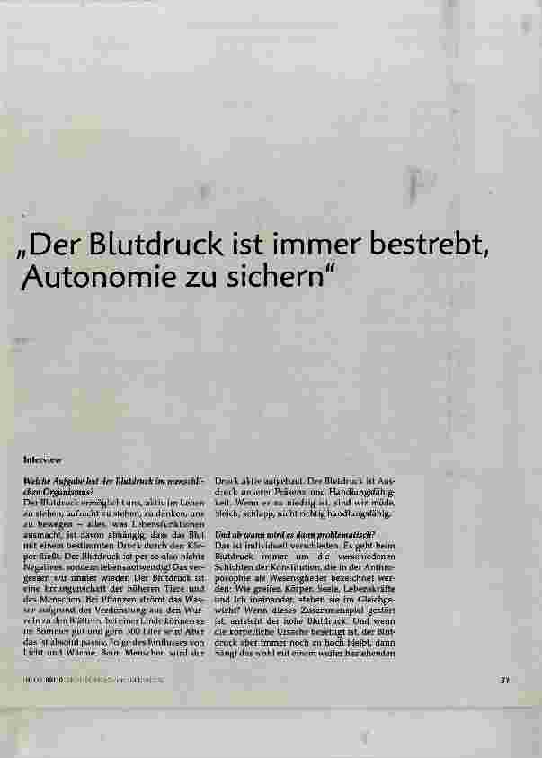 Vorschauseite 2: Der Blutdruck ist immer bestrebt, Autonomie zu sichern