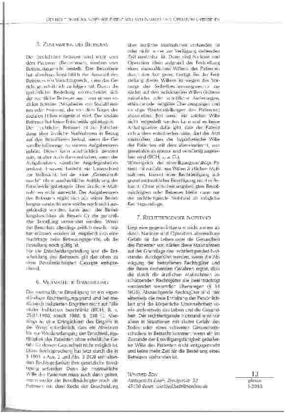 Vorschauseite 3: DER NICHT EINWILLIGUNGSFÄHIGE PATIENT SOLL SICH NARKOSE UND OPERATION UNTERZIEHEN:WAS IST AUS SICHT DES RICHTERS EINESBETREUUNGSGERICHTS ZU TUN
