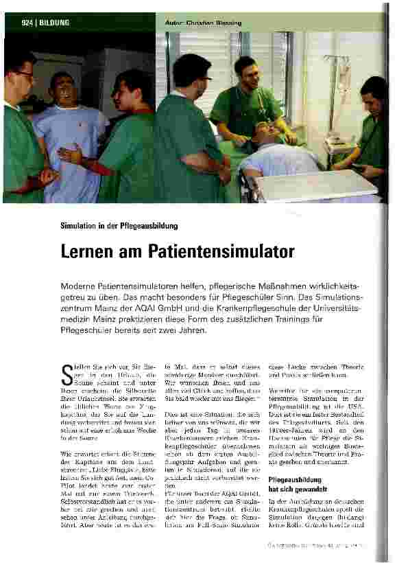 Vorschauseite 1: Lernen am Patientensimulator
