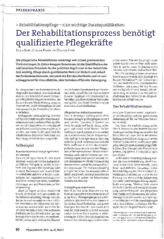 Vorschauseite 1: Der Rehabilitationsprozess benötigt qualifizierte Pflegekräfte