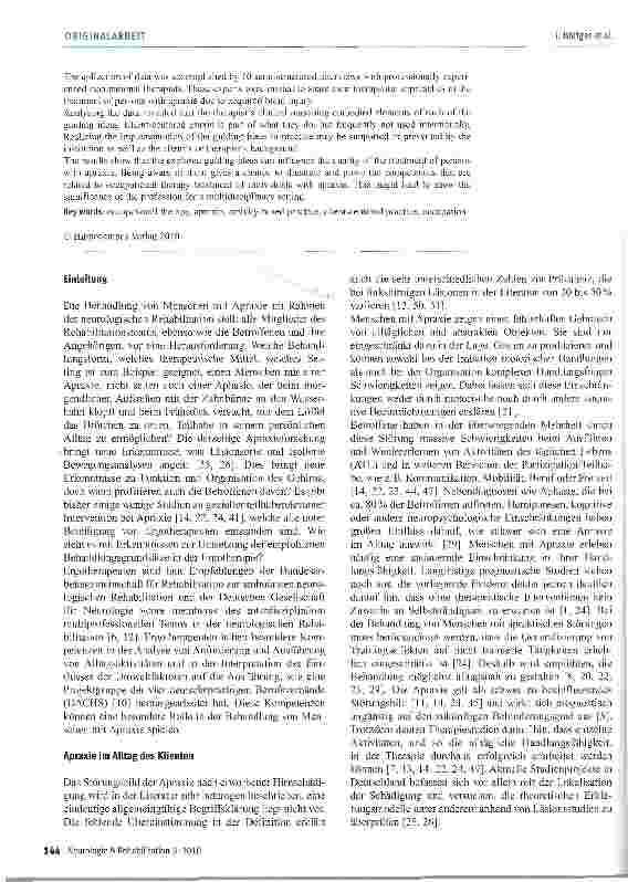Vorschauseite 2: Betätigungsorientierung in der Ergotherapie als Chance für teilhabeorientierte Rehabilitation bei Apraxie - eine Bestandsaufnahme