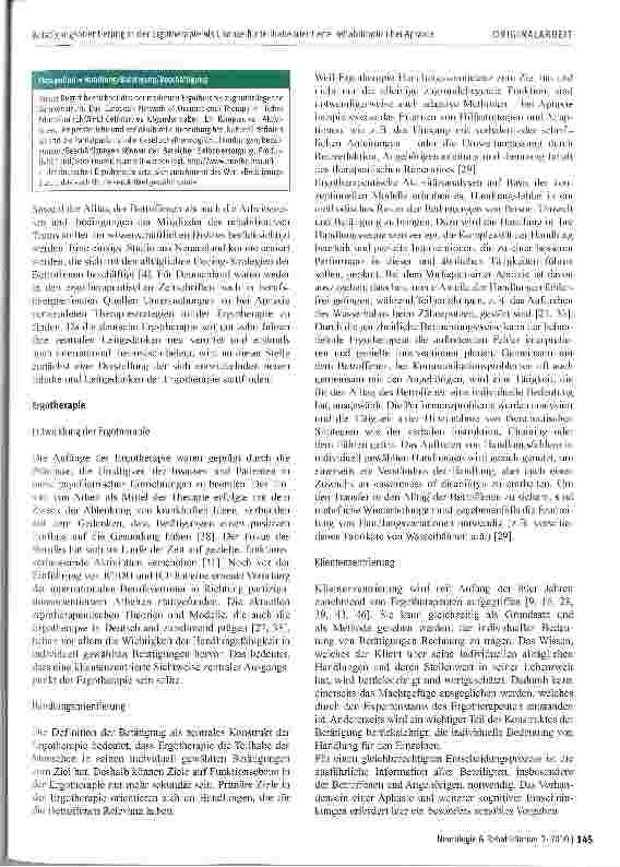 Vorschauseite 3: Betätigungsorientierung in der Ergotherapie als Chance für teilhabeorientierte Rehabilitation bei Apraxie - eine Bestandsaufnahme