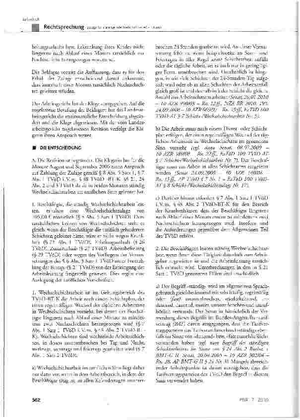Vorschauseite 3: Zulage für ständige Wechselschichtarbeit - Urlaub